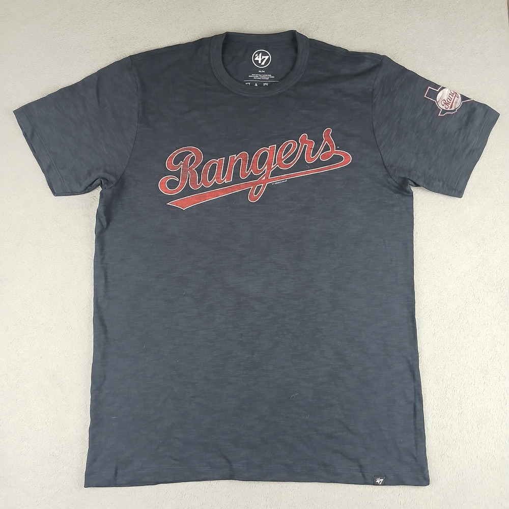 47 Brand Texas Rangers Scrum Tee Mens Medium Fall Navy Short Sleeve MLB Shirt